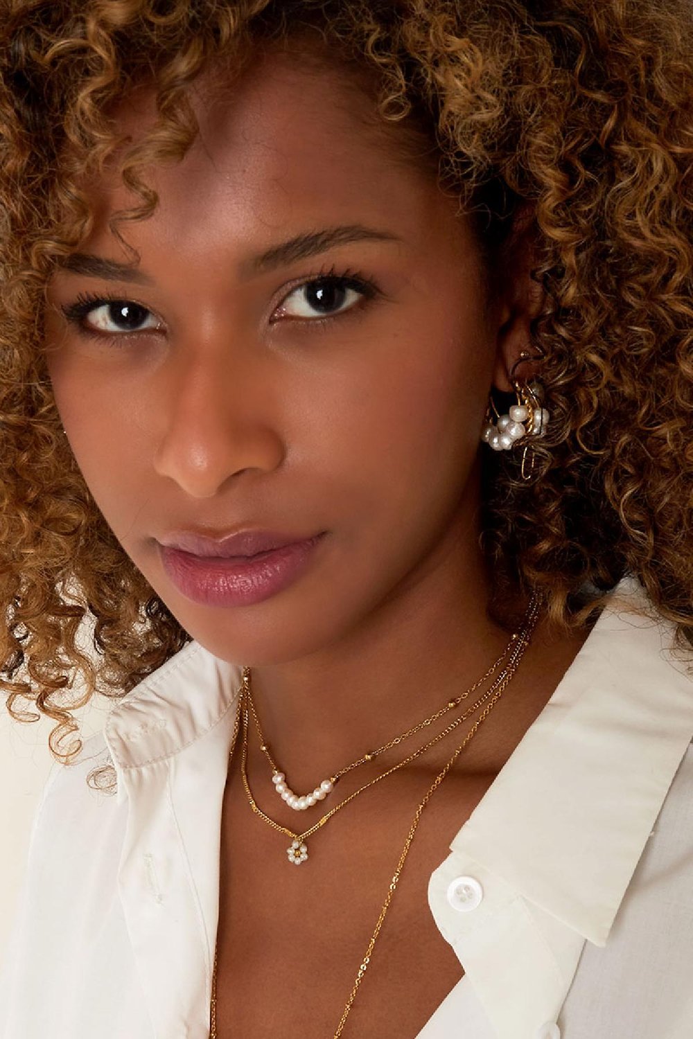 Collierperlen in der Mitte Goldfarbe Edelstahl h5Bild2